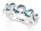 White gold Pavé Round Blue Topaz Interlocking Eternity Band with Bezel Prong Setting_7