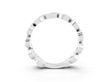White gold Pavé Round Blue Topaz Interlocking Eternity Band with Bezel Prong Setting_9