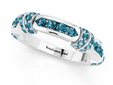 White gold Pavé Round Blue Topaz Link Band with Bezel Setting_19