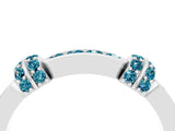 White gold Pavé Round Blue Topaz Link Band with Bezel Setting_22