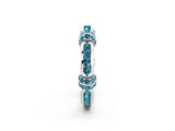 White gold Pavé Round Blue Topaz Link Band with Bezel Setting_32