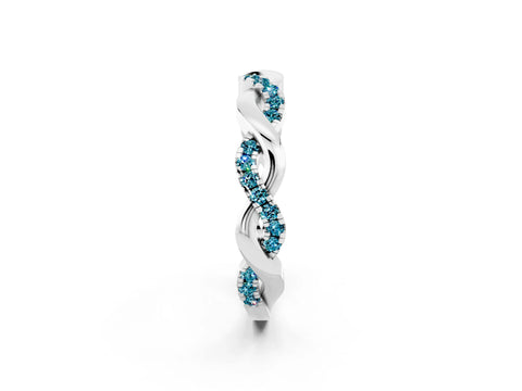 White gold Pavé Round Blue Topaz Twist Eternity Band with Shared Prong Setting_8