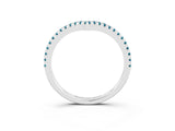 White gold Pavé Round Blue Topaz V-Shaped Chevron Band with Shared Prong Setting_9
