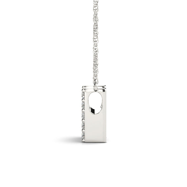 Silver Pavé Round Diamond Letter H Initial Pendant