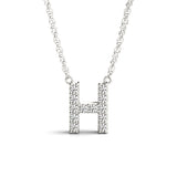 White gold Pavé Round Brilliant Prong Set Initial Pendant