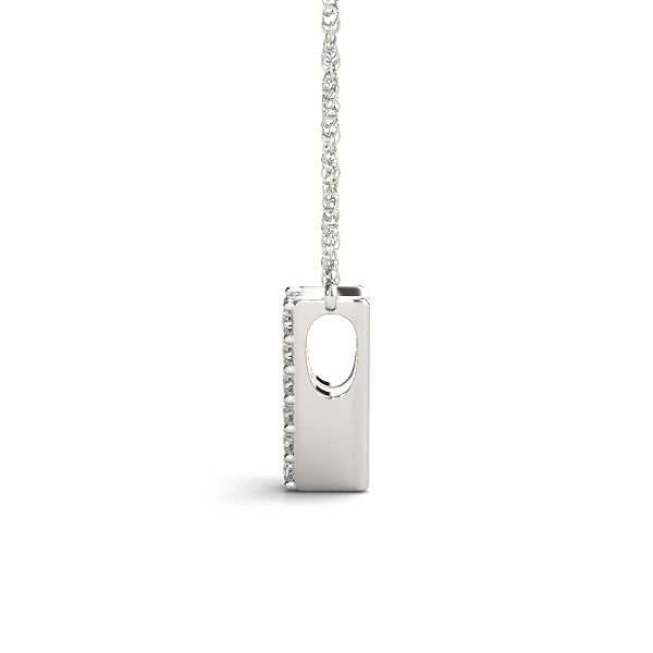 Silver Pavé Round Diamond Letter V Initial Pendant