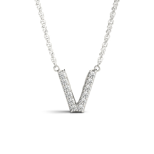 White gold Pavé Round Brilliant V Pendant