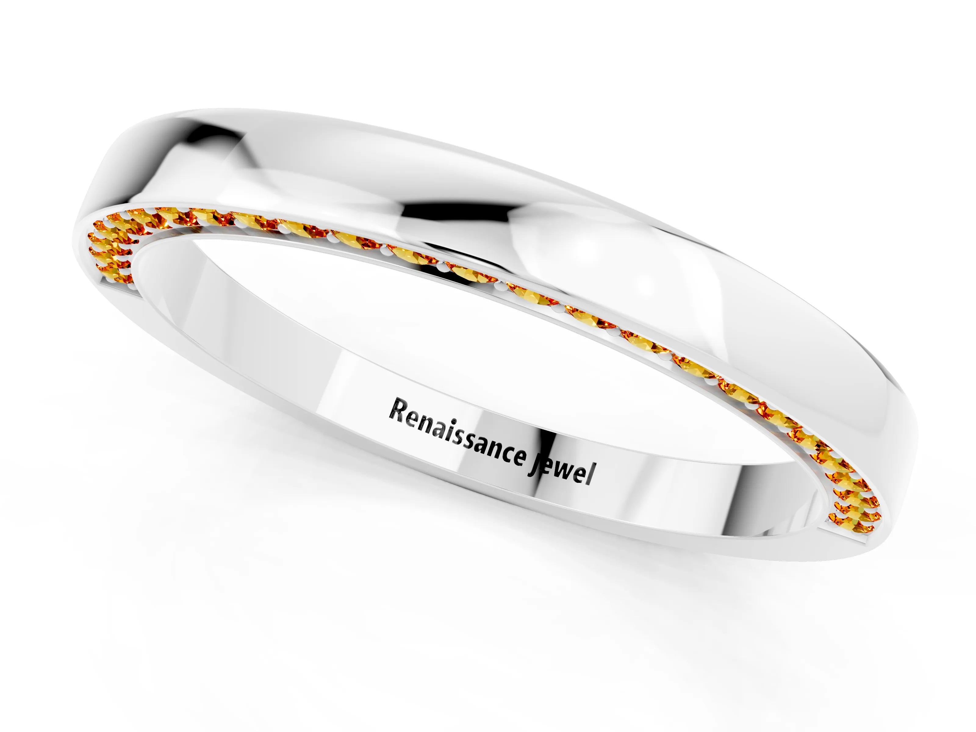White gold Pavé Round Citrine Channel Set Band_19