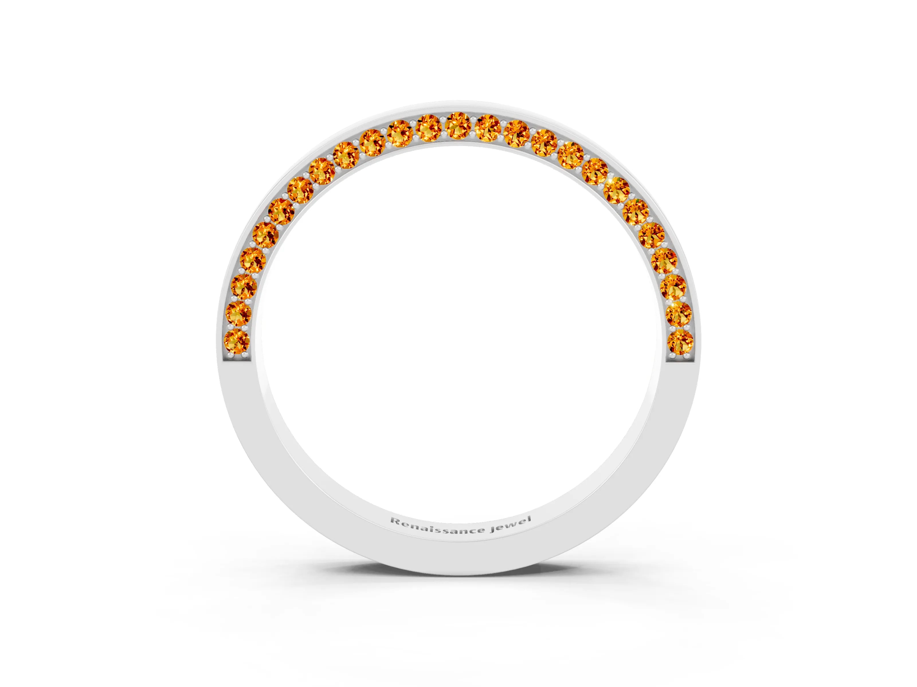 White gold Pavé Round Citrine Channel Set Band_21