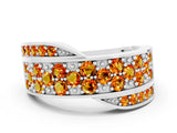 White gold Pavé Round Citrine Crossover Band with Bead Prong Setting_6