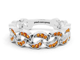 White gold Pavé Round Citrine Interlocking Eternity Band with Bezel Prong Setting_6