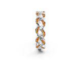 White gold Pavé Round Citrine Interlocking Eternity Band with Bezel Prong Setting_8