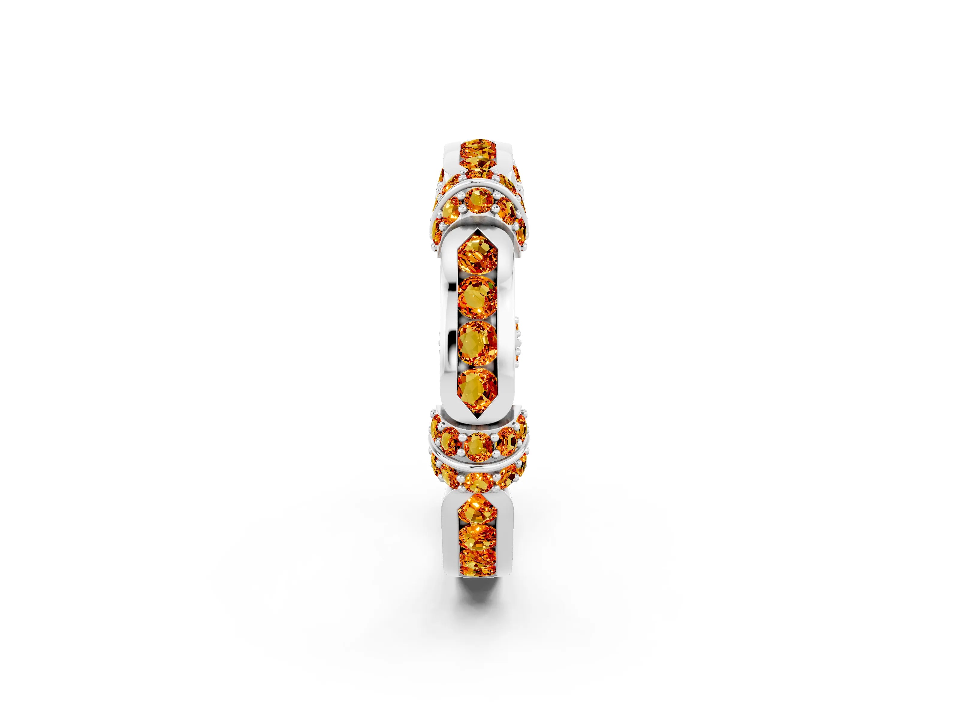 White gold Pavé Round Citrine Link Band with Bezel Setting_20