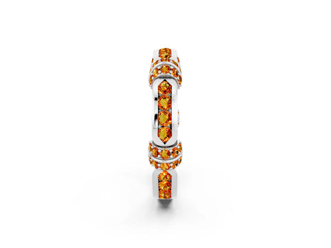White gold Pavé Round Citrine Link Band with Bezel Setting_20