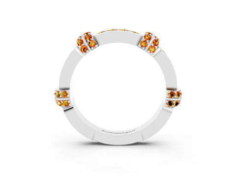 White gold Pavé Round Citrine Link Band with Bezel Setting_21