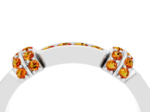 White gold Pavé Round Citrine Link Band with Bezel Setting_22