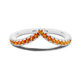 White gold Pavé Round Citrine V-Shaped Chevron Band with Shared Prong Setting_6