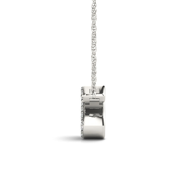 Silver Pavé Round Diamond Letter S Initial Pendant