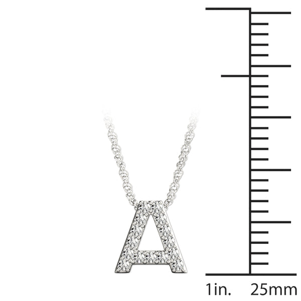 Silver Pavé Round-Cut Prong-Set Initial Pendant