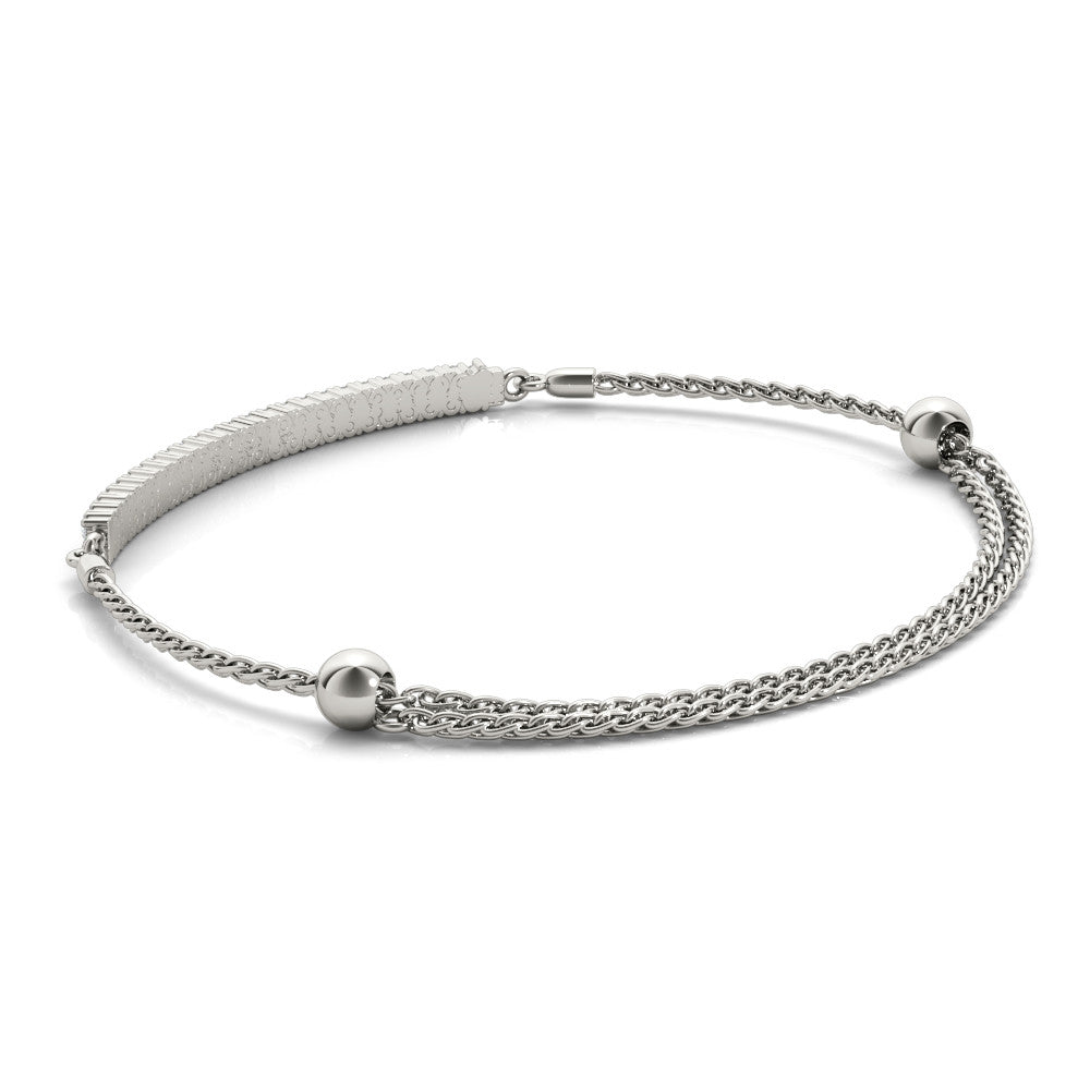 White gold Pavé Round Diamond Adjustable Chain Bracelet 1
