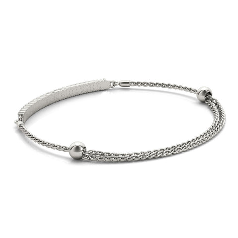 White gold Pavé Round Diamond Adjustable Chain Bracelet 1