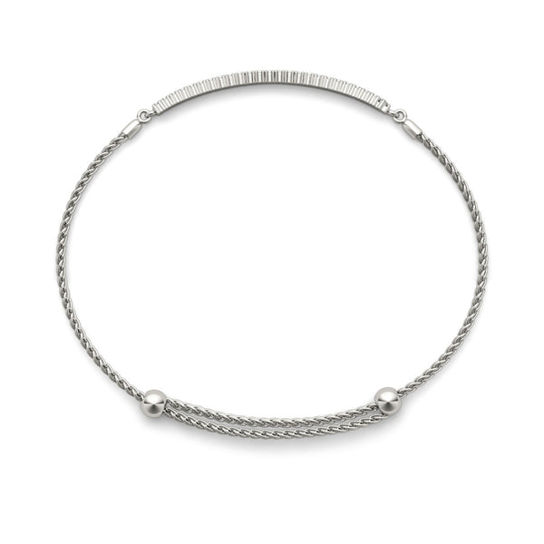 White gold Pavé Round Diamond Adjustable Chain Bracelet