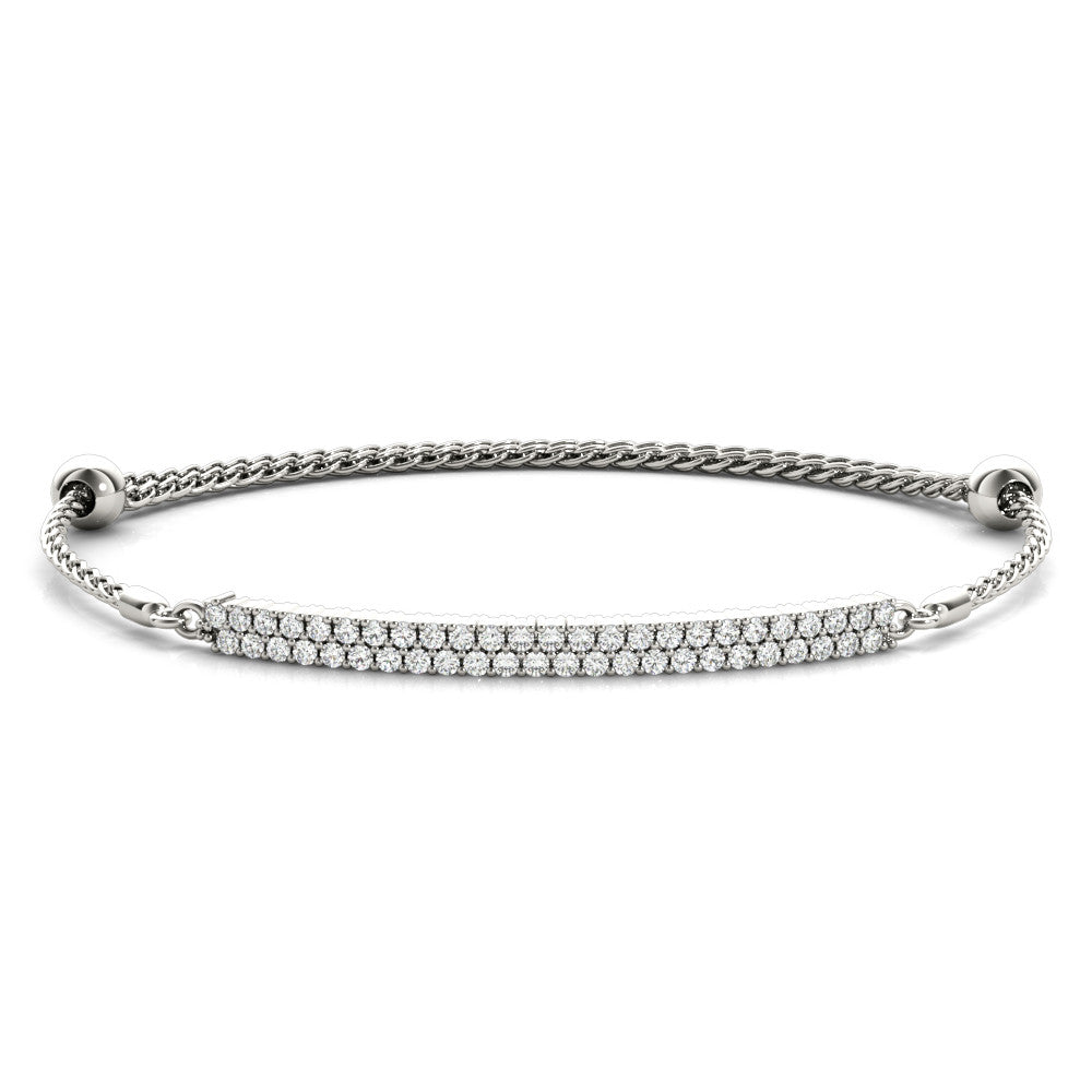 White gold Pavé Round Diamond Adjustable Chain Bracelet