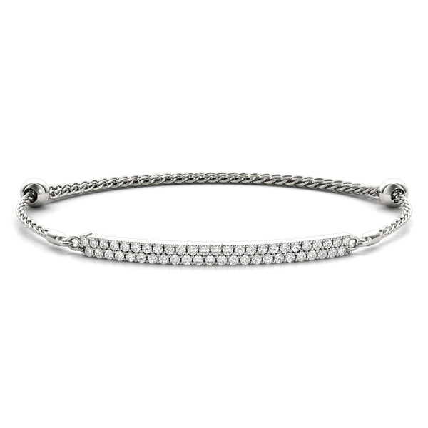 White gold Pavé Round Diamond Adjustable Chain Bracelet