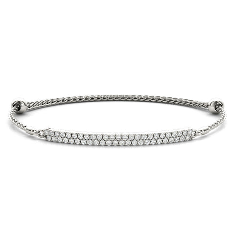White gold Pavé Round Diamond Adjustable Chain Bracelet