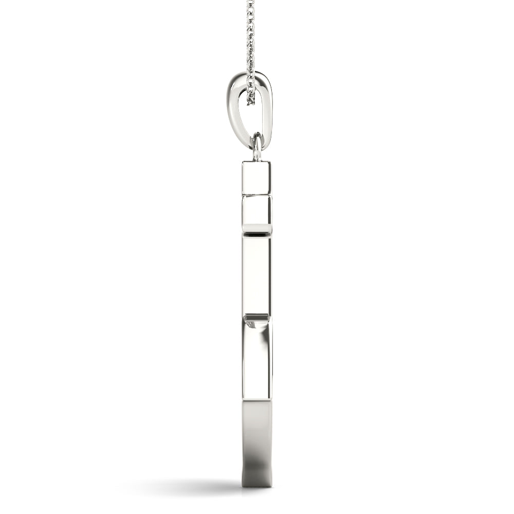 White gold Pavé Round Diamond Anchor Pendant with Four-Prong Setting 1