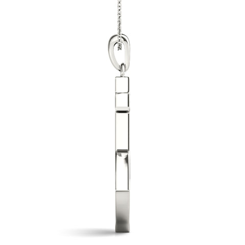 White gold Pavé Round Diamond Anchor Pendant with Four-Prong Setting 1