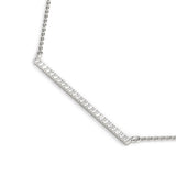 White gold Pavé Round Diamond Bar Necklace with Prong Setting 1