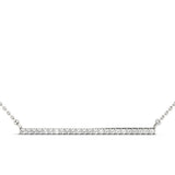 White gold Pavé Round Diamond Bar Necklace with Prong Setting