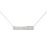 White gold Pavé Round Diamond Bar Necklace