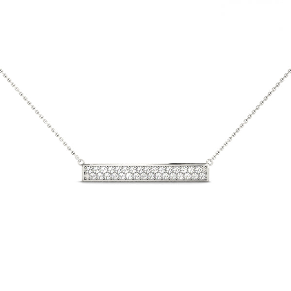 Silver Pavé Round Diamond Bar Necklace
