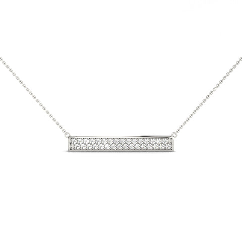 White gold Pavé Round Diamond Bar Necklace