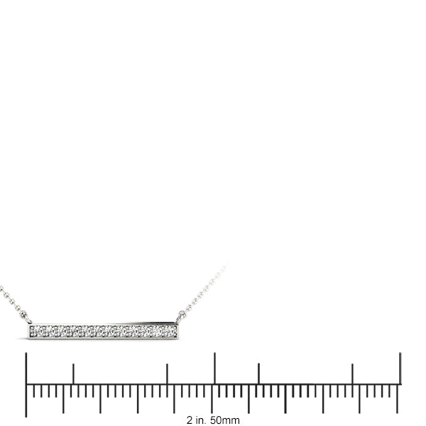 White gold Pavé Round Diamond Bar Pendant
