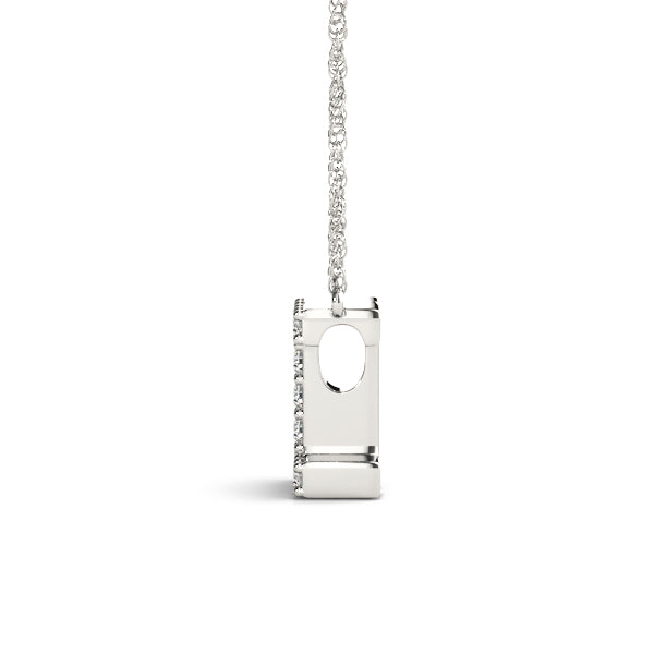 Silver Pavé Round Diamond Letter I Initial Pendant