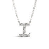 White gold Pavé Round Diamond Bar Pendant with Shared Prong Setting