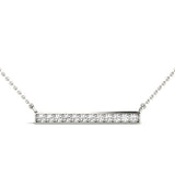 White gold Pavé Round Diamond Bar Pendant