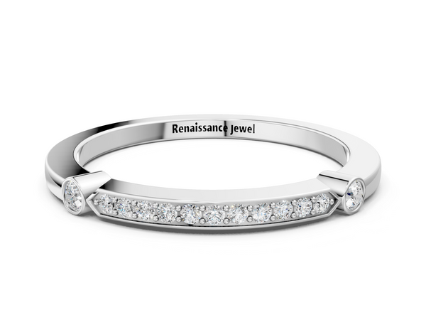 Platinum Pavé Round Diamond Bar Station Ring with Channel Setting