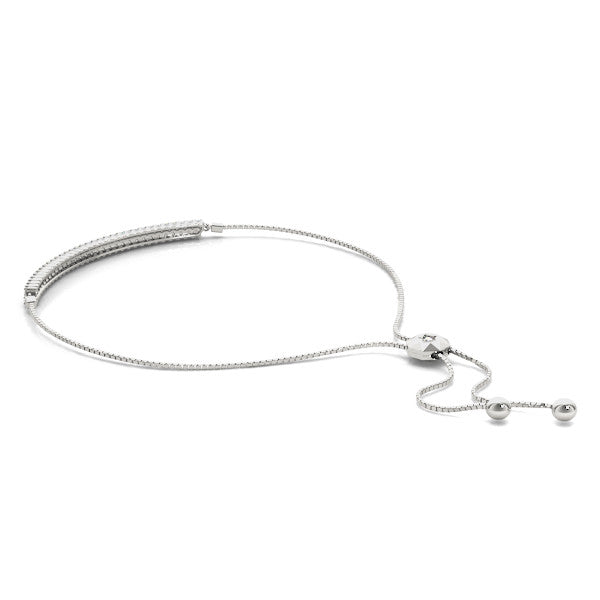 White gold Pavé Round Diamond Box Chain Slider Bracelet 1