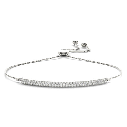White gold Pavé Round Diamond Box Chain Slider Bracelet