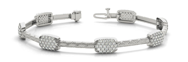 White gold Pavé Round Diamond Cable Bracelet with Box Clasp