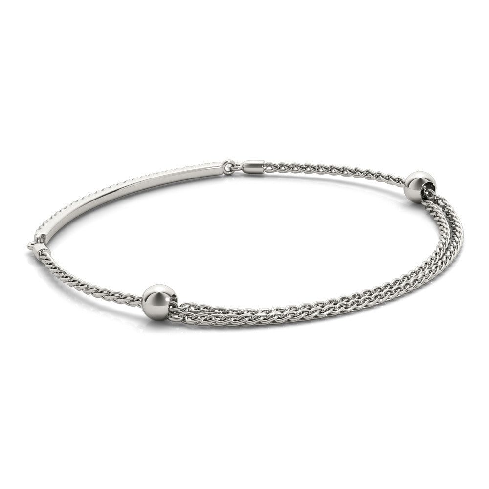 White gold Pavé Round Diamond Chain Bracelet with Bezel Setting 1