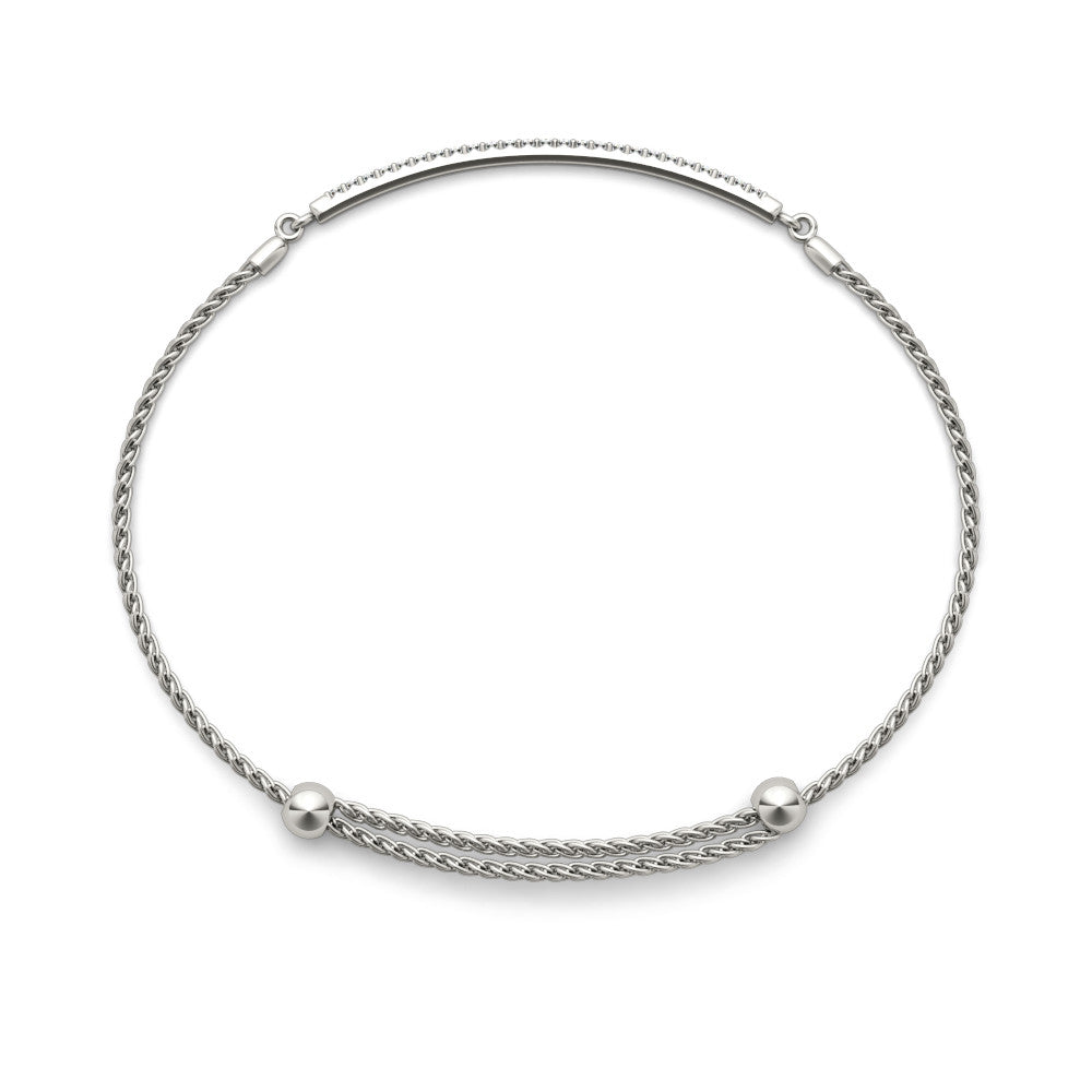 White gold Pavé Round Diamond Chain Bracelet with Bezel Setting 2