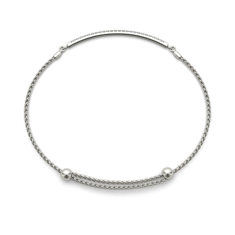 White gold Pavé Round Diamond Chain Bracelet with Bezel Setting 2