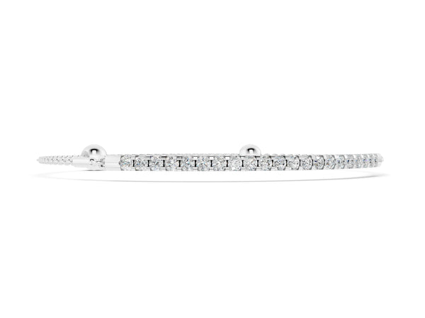 White gold Pavé Round Diamond Chain Bracelet with Bezel Setting