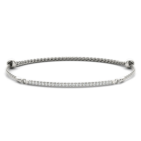 White gold Pavé Round Diamond Chain Bracelet with Bezel Setting