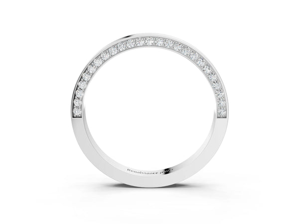 Platinum Pavé Round Diamond Channel Set Band
